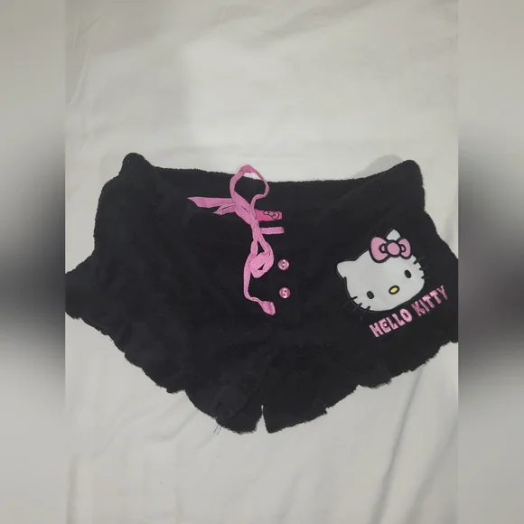 Hello Kitty Fuzzy Black Shorts with Pink Details* - Picture 1 of 3